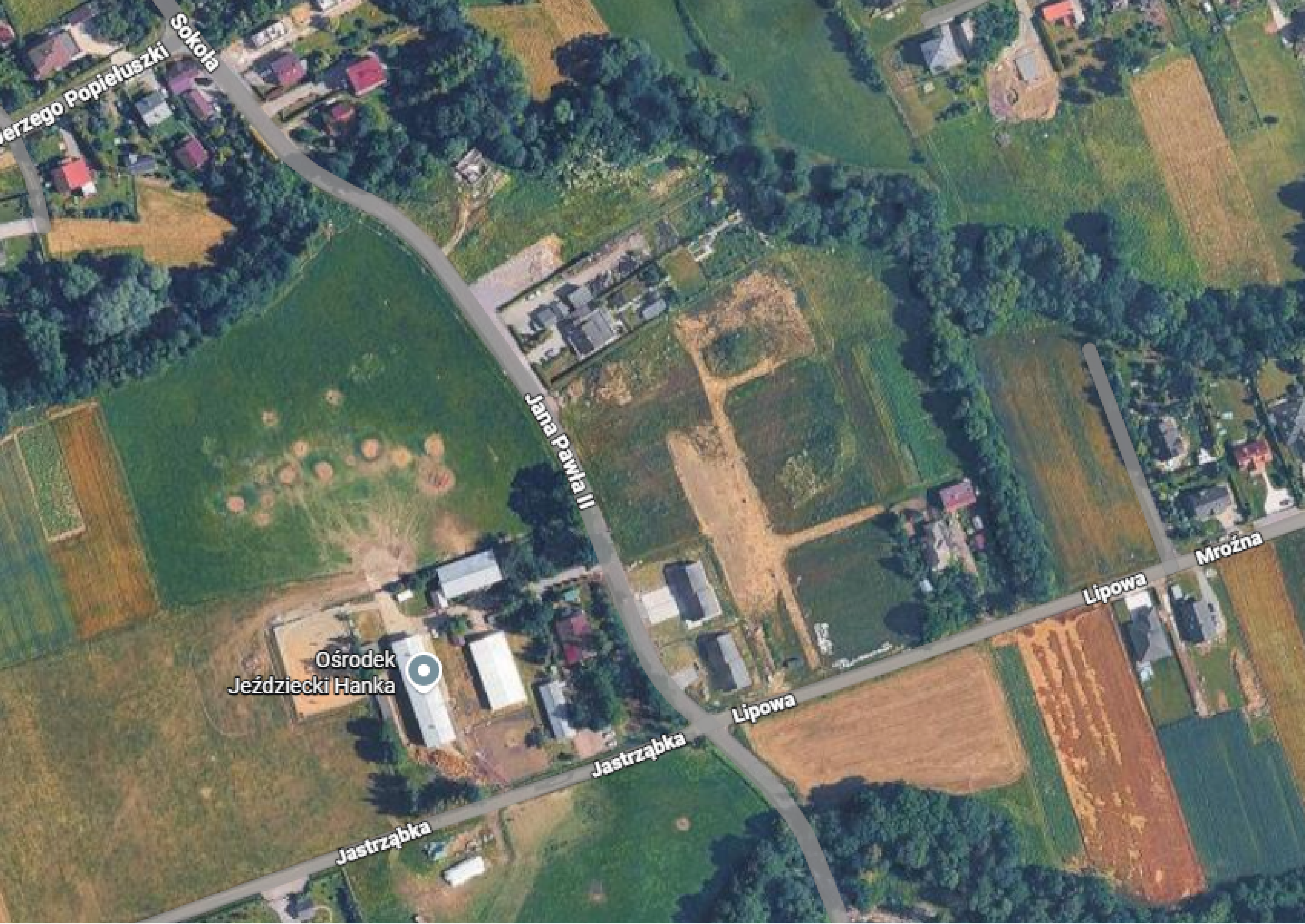 Mapa satelitarna lokalizacji Osiedla Jastrząbka i Domu Pokazowego
